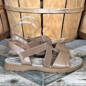 Yuu Hermina Strap Faux Tan Leather Strappy Slingback Casual Sandals Womens 6.5
